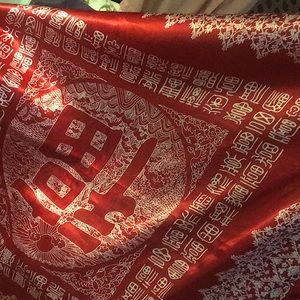 🧧Huge GOOD FORTUNE Chinese symbols Silk scarf🐉